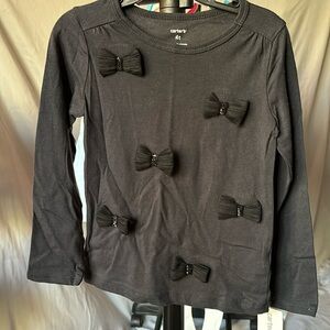 NWT Black long sleeve bow shirt